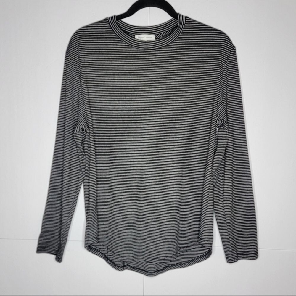 Bohme Essentials Black White Striped Long Sleeve Top Size M